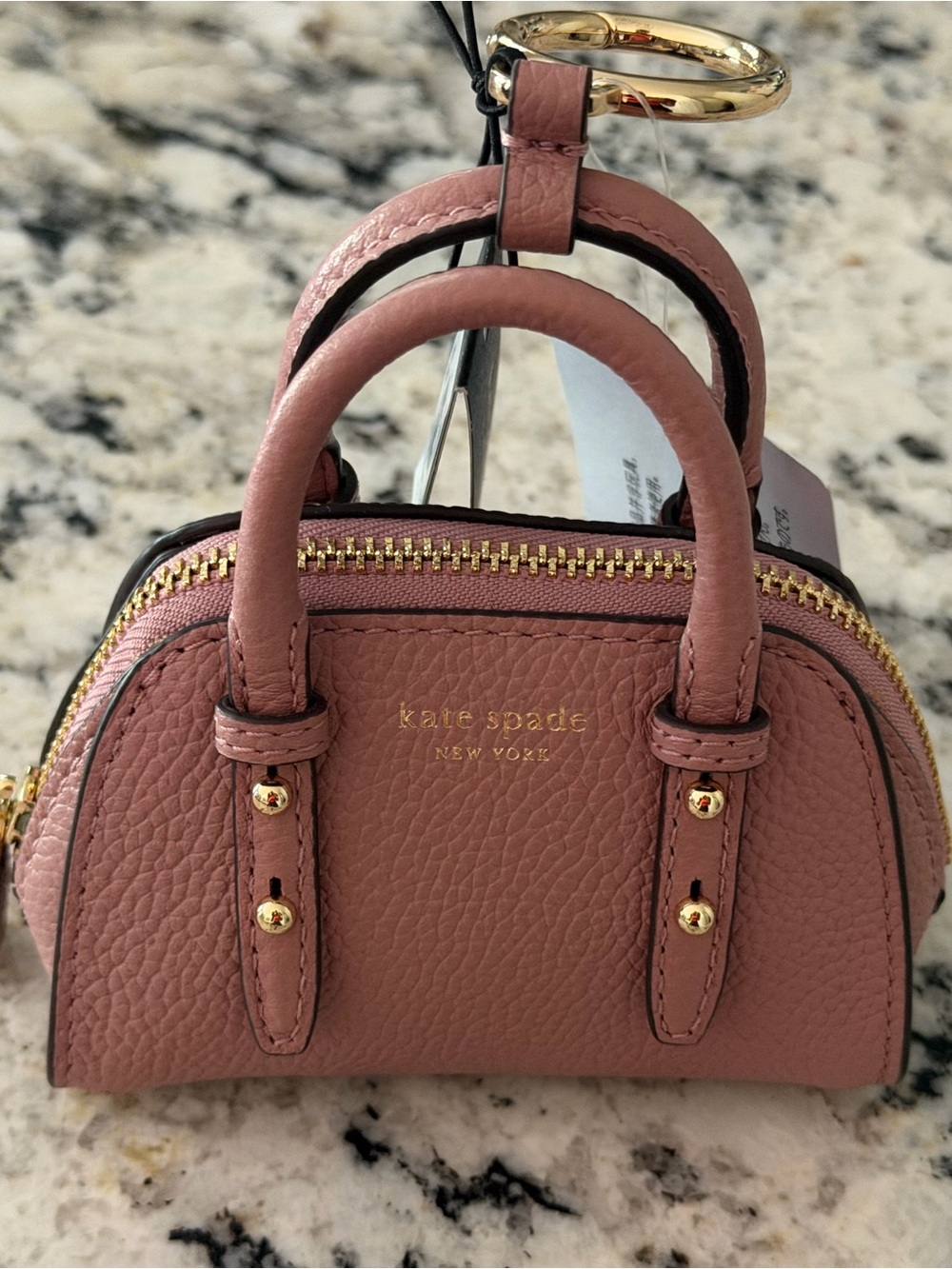 kate spade Mauve Pink Mini Dome Satchel Keychain